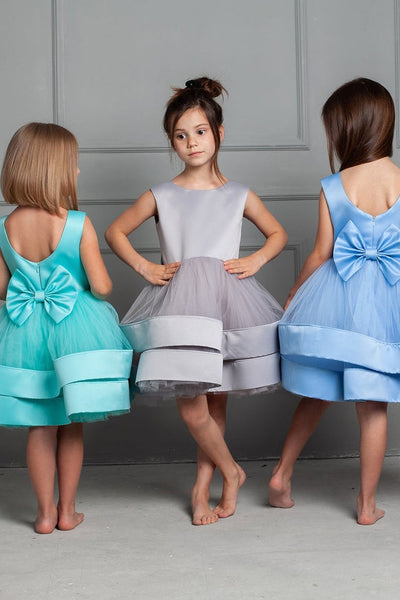 Girls Special Occasion Birthday Dress With Satin And Tulle Skirt