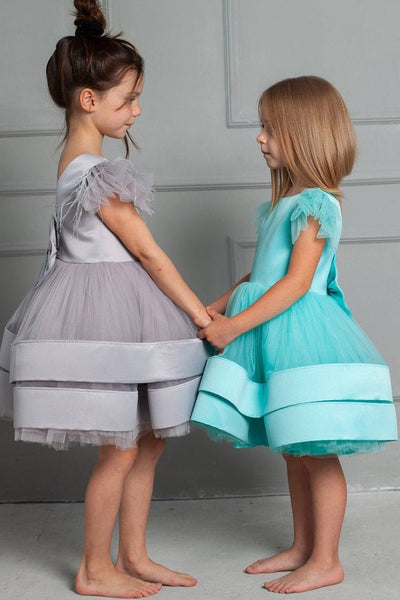 Girls Special Occasion Birthday Dress With Satin And Tulle Skirt