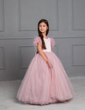 Girls 1st Communion Flower Girl Dress With Multi Layered Tulle Skirt