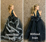 Luxury Studio Couture Satin Tulle Flower Girl Pageant Dress With Or Without Train