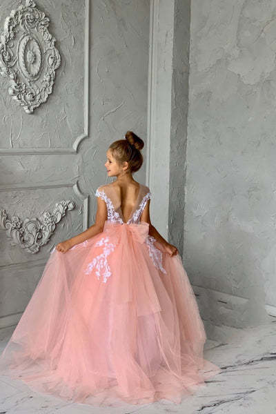 Luxury Studio Wedding Flower Girl Tulle Satin Pageant Communion Dress