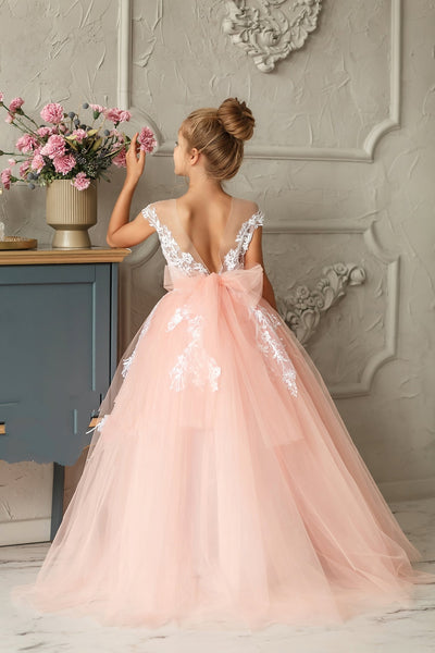 Luxury Studio Wedding Flower Girl Tulle Satin Pageant Communion Dress