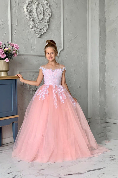 Luxury Studio Wedding Flower Girl Tulle Satin Pageant Communion Dress