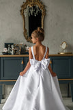 Fiora Elegant Satin Flower Girl Dress with Train