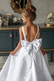 Fiora Elegant Satin Flower Girl Dress with Train