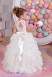 Girls Couture Wedding Flower Girl Communion Lace Ruffled Gown