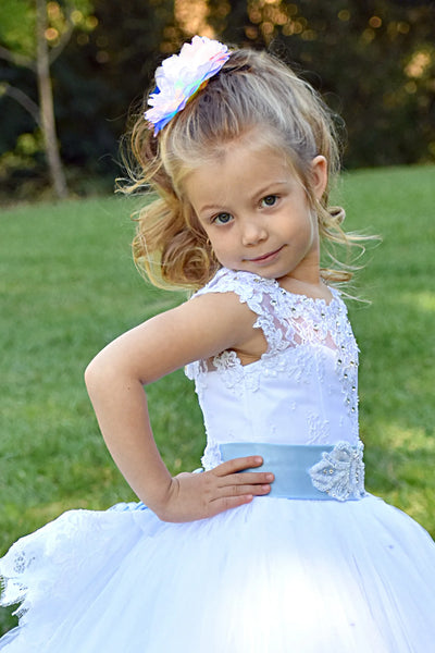 Custom Wedding Party First Communion Flower Girl Floor Length Dress