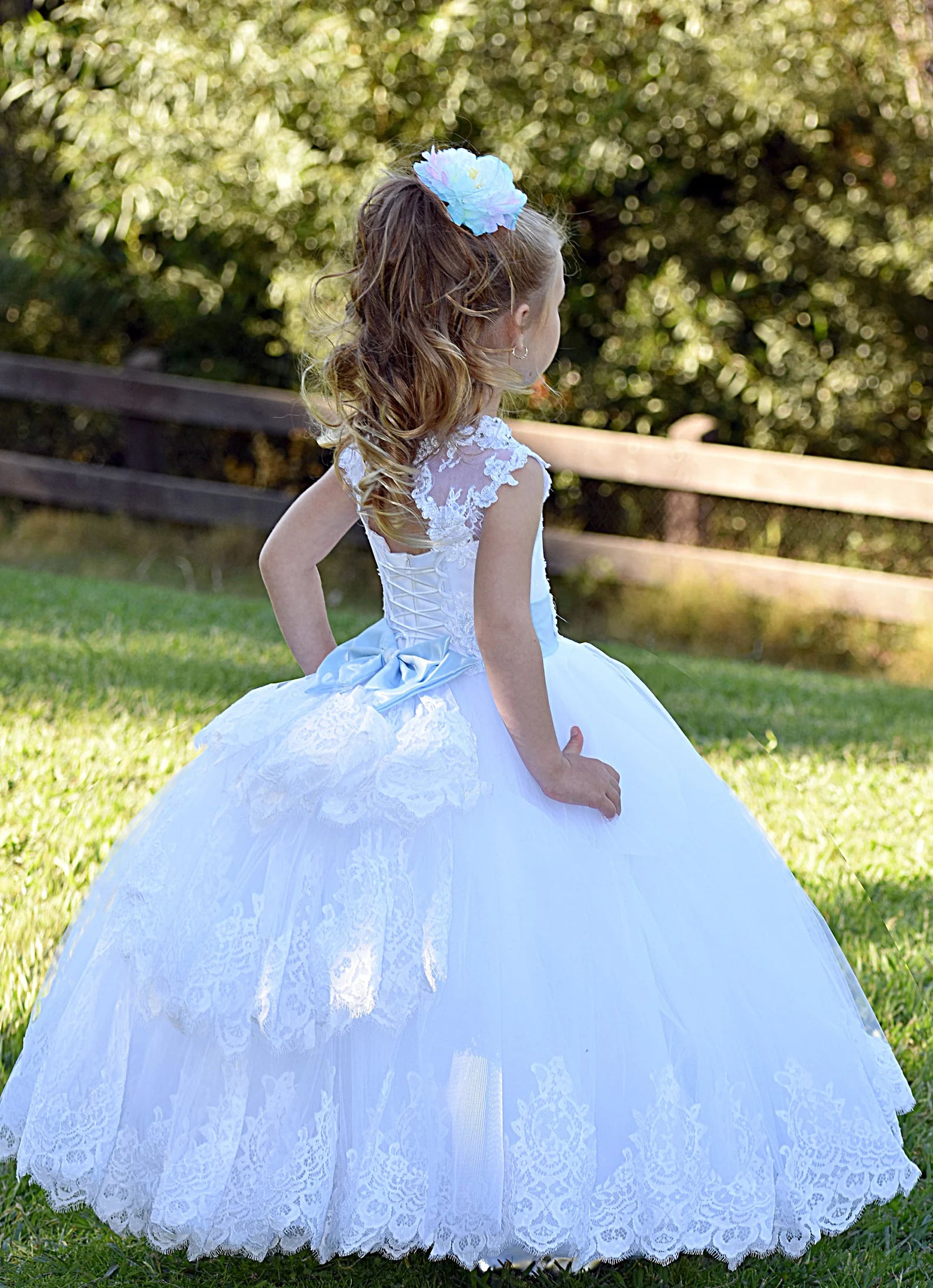 Custom Wedding Party First Communion Flower Girl Floor Length Dress