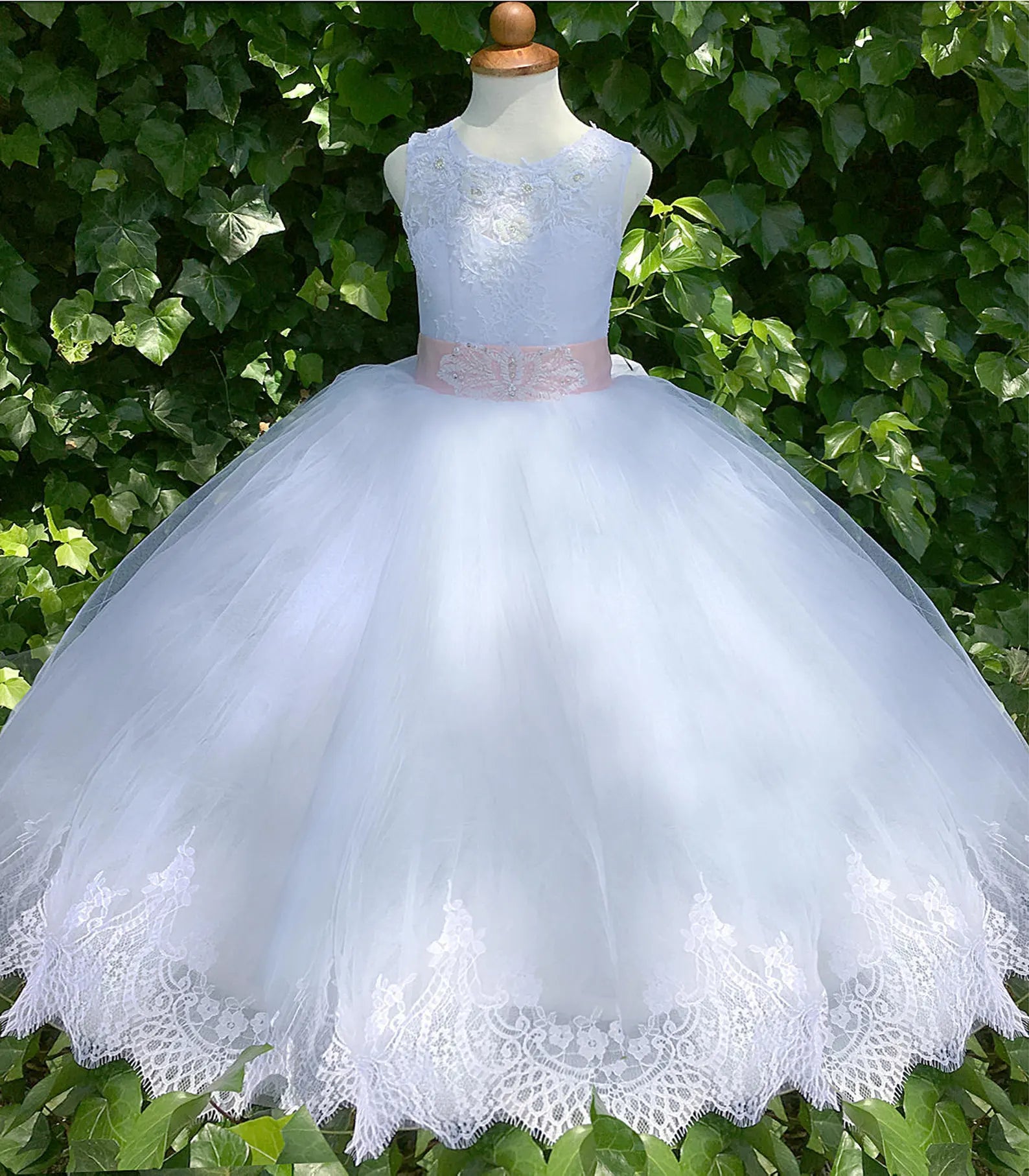Custom Wedding Party First Communion Flower Girl Floor Length Dress