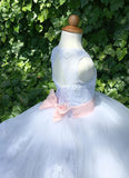 Custom Wedding Party First Communion Flower Girl Floor Length Dress