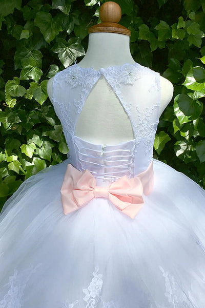 Custom Wedding Party First Communion Flower Girl Floor Length Dress