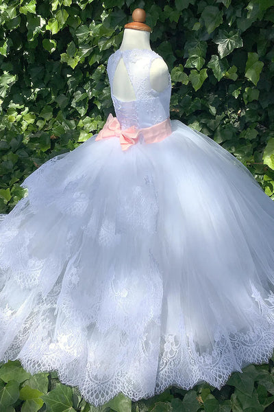 Custom Wedding Party First Communion Flower Girl Floor Length Dress