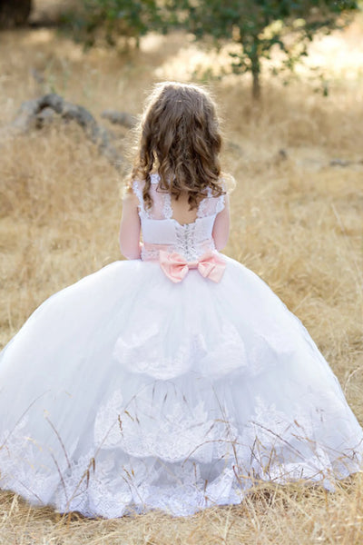 Custom Wedding Party First Communion Flower Girl Floor Length Dress
