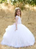 Custom Wedding Party First Communion Flower Girl Floor Length Dress