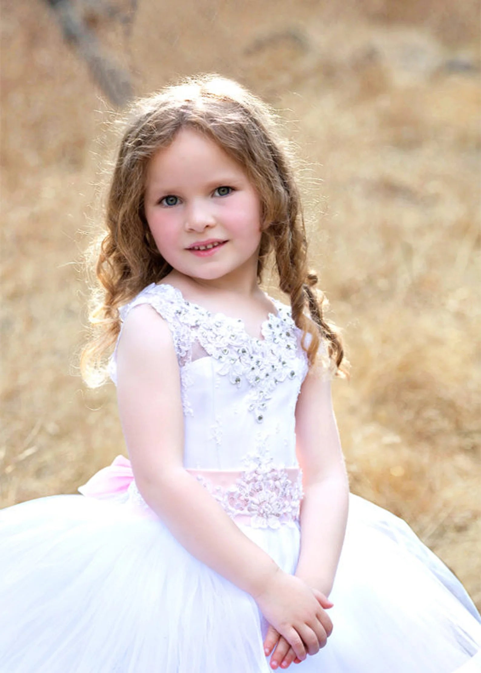 Custom Wedding Party First Communion Flower Girl Floor Length Dress