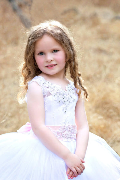 Custom Wedding Party First Communion Flower Girl Floor Length Dress