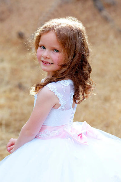 Custom Wedding Party First Communion Flower Girl Floor Length Dress