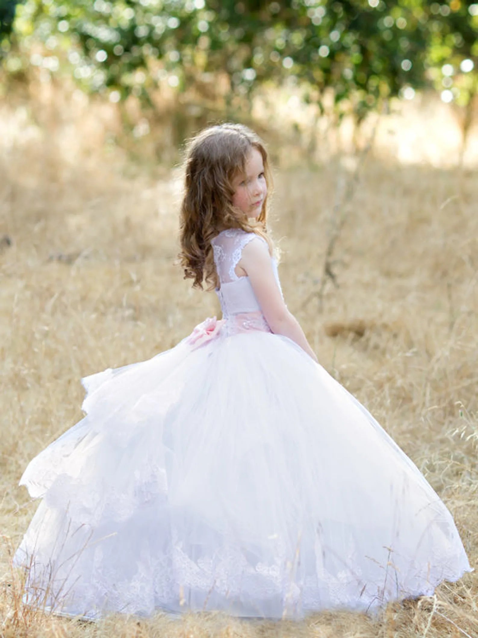 Custom Wedding Party First Communion Flower Girl Floor Length Dress