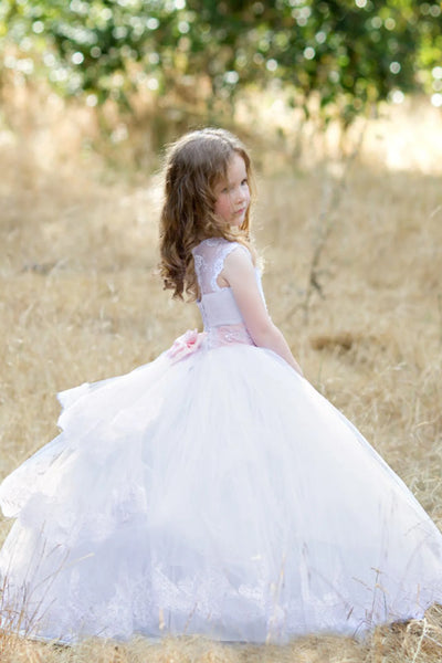 Custom Wedding Party First Communion Flower Girl Floor Length Dress