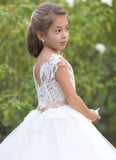 First Communion Wedding Flower Girl Tulle Satin Floor Length Dress