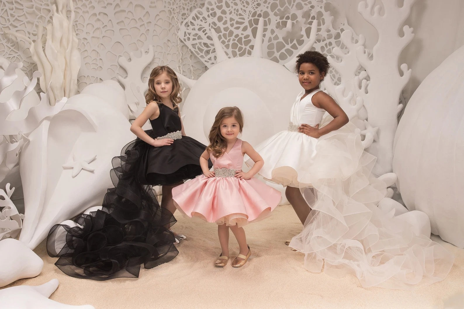 Couture Satin Taffeta Lace Wedding Flower Girl Party Pageant Hi Lo Dress