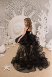 Couture Satin Taffeta Lace Wedding Flower Girl Party Pageant Hi Lo Dress