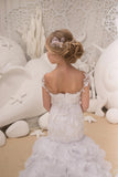 Gorgeous Couture Mermaid Ruffled Gown Flower Girl Pageant Party Dress