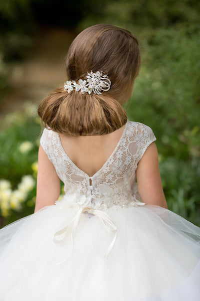 Girls Ivory Birthday Wedding Party Pageant Flower Girl Communion Lace Dress