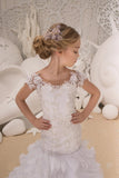 Gorgeous Couture Mermaid Ruffled Gown Flower Girl Pageant Party Dress