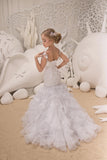 Gorgeous Couture Mermaid Ruffled Gown Flower Girl Pageant Party Dress