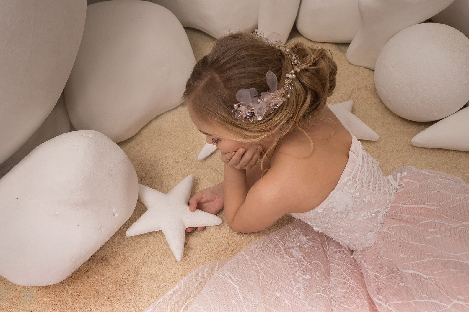 Girls Blush Pink Couture Wedding Easter Flower Girl Special Occasion Party Dress