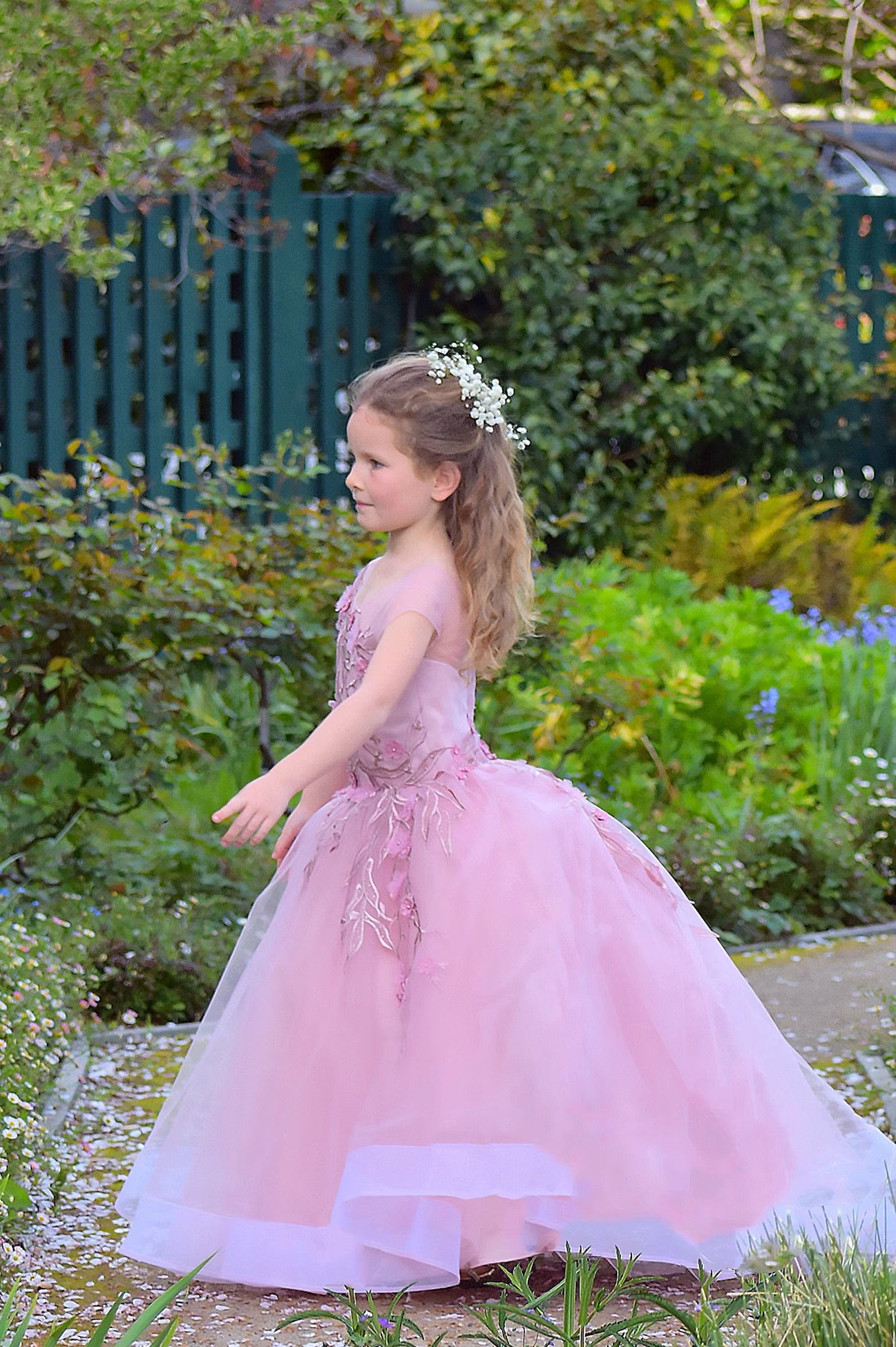 Birthday Party Flower Girl Tulle 3D Lace Baby Pageant Baptism Dress