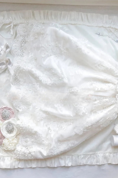 Couture Handmade Luxurious Alencon Beaded Lace Christening Dress