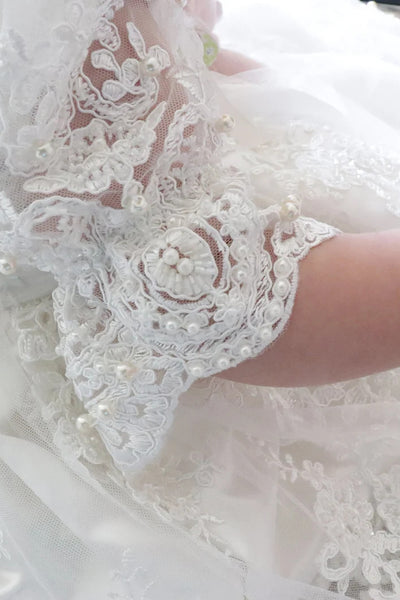 Couture Handmade Luxurious Alencon Beaded Lace Christening Dress