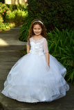 Custom Handmade Communion Crystal Beaded Tulle Floor Length Dress
