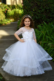 Custom Handmade Communion Crystal Beaded Tulle Floor Length Dress