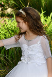 Custom Handmade Communion Crystal Beaded Tulle Floor Length Dress