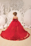 Malena Red Sequin Pageant Dress With Detachable Train