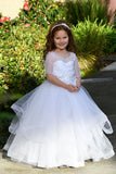 Custom Handmade Communion Crystal Beaded Tulle Floor Length Dress