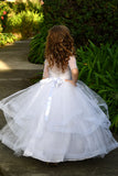 Custom Handmade Communion Crystal Beaded Tulle Floor Length Dress