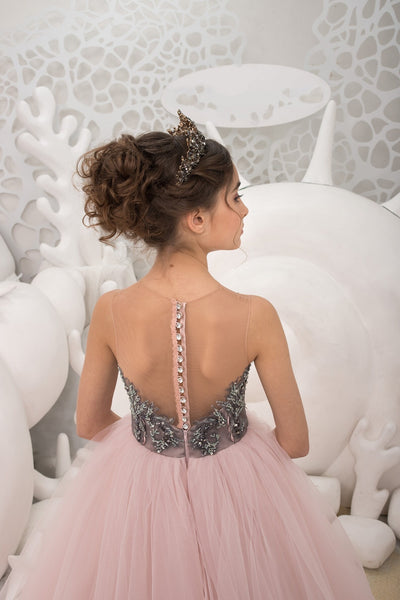 Girls Custom Couture Handmade Special Occasion Wedding Party Tulle Dress
