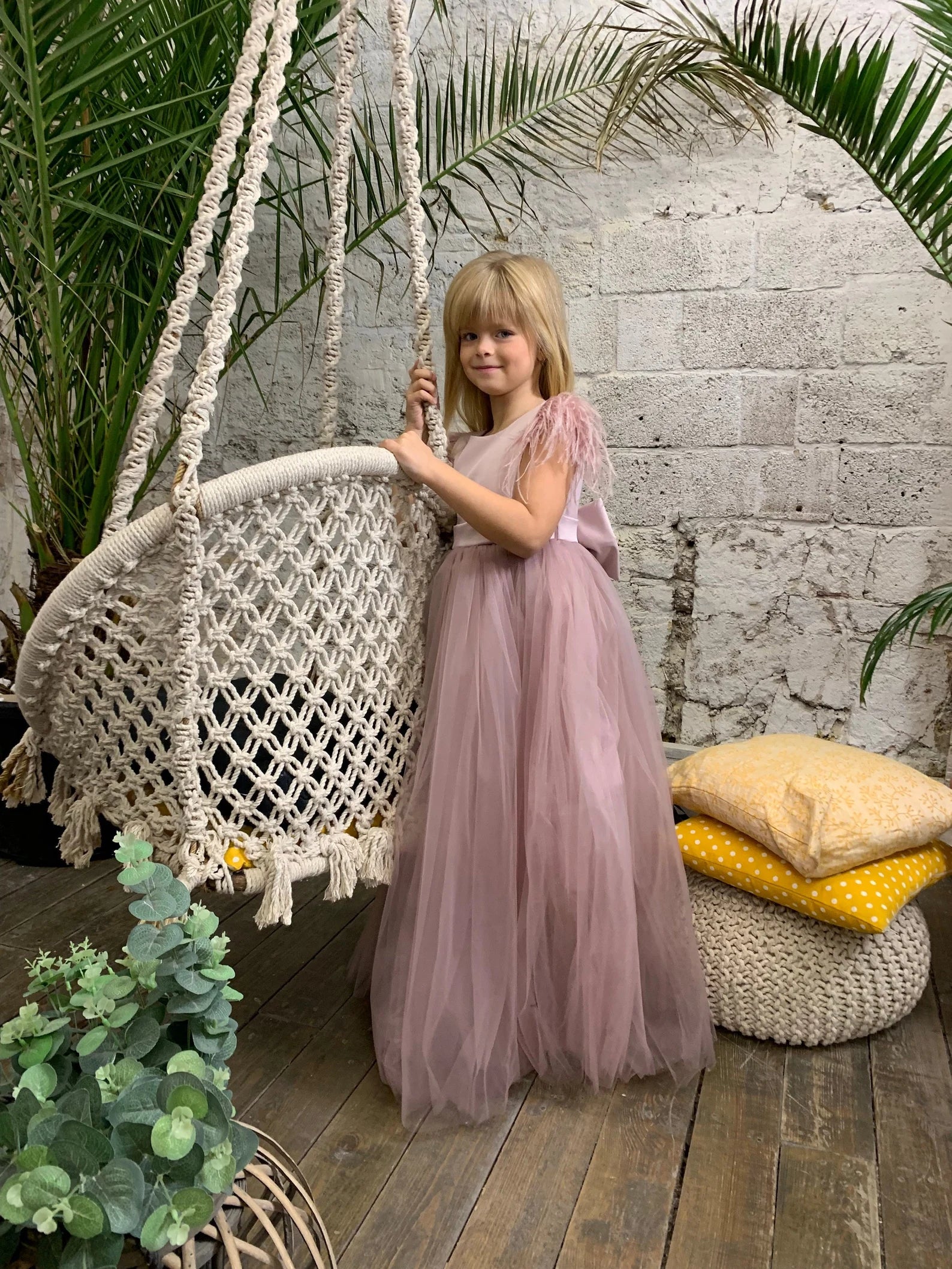Custom Wedding Flower Girl Special Occasion Satin Tulle Long Dress