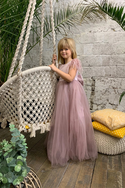 Custom Wedding Flower Girl Special Occasion Satin Tulle Long Dress