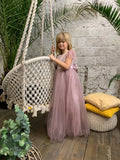 Custom Wedding Flower Girl Special Occasion Satin Tulle Long Dress
