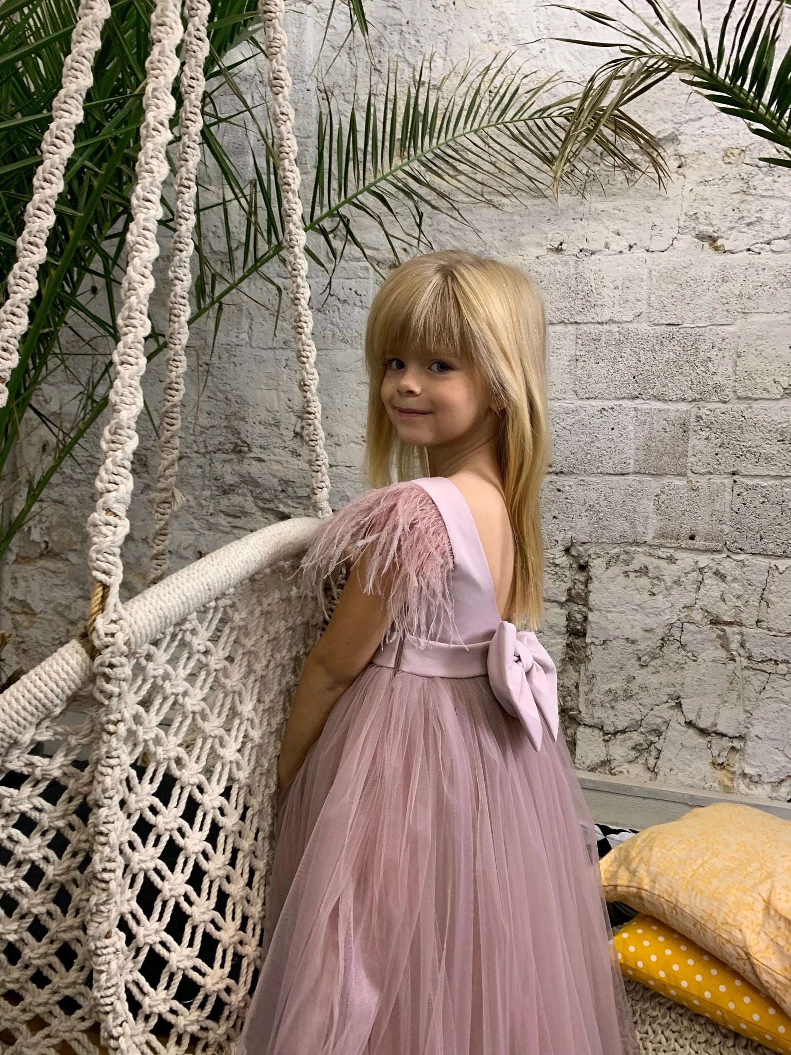 Custom Wedding Flower Girl Special Occasion Satin Tulle Long Dress