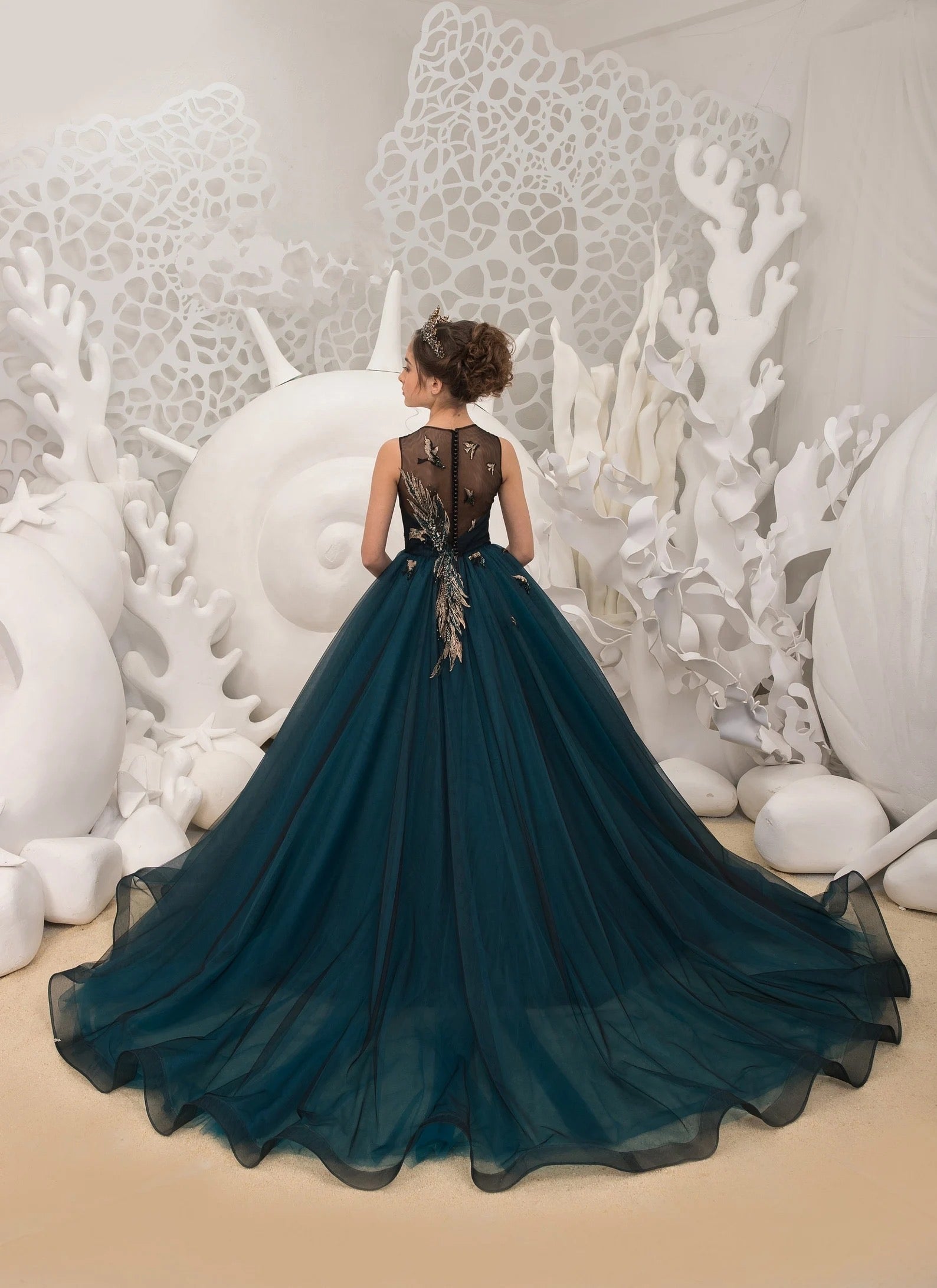 Couture Lace Tulle Flower Girl Pageant Photo Shoot Special Occasion Dress