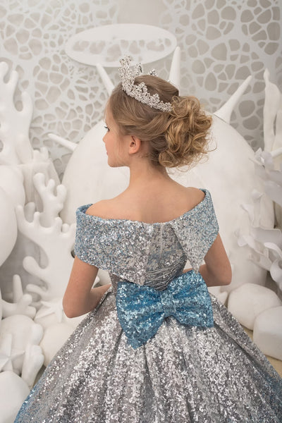 Girls Couture Off The Shoulder Sequin Pageant Party Special Occasion Formal Gown