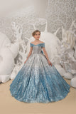 Girls Couture Off The Shoulder Sequin Pageant Party Special Occasion Formal Gown