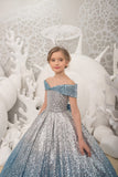 Girls Couture Off The Shoulder Sequin Pageant Party Special Occasion Formal Gown
