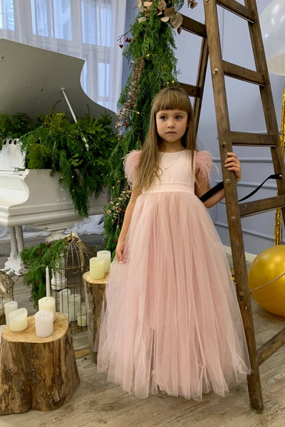 Custom Wedding Flower Girl Special Occasion Satin Tulle Long Dress